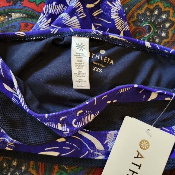 NWT Athleta Purple and white floral high waisted bikini bottoms size xxs - Picture 7 of 7